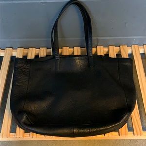 Black Leather Large Baggu Tote